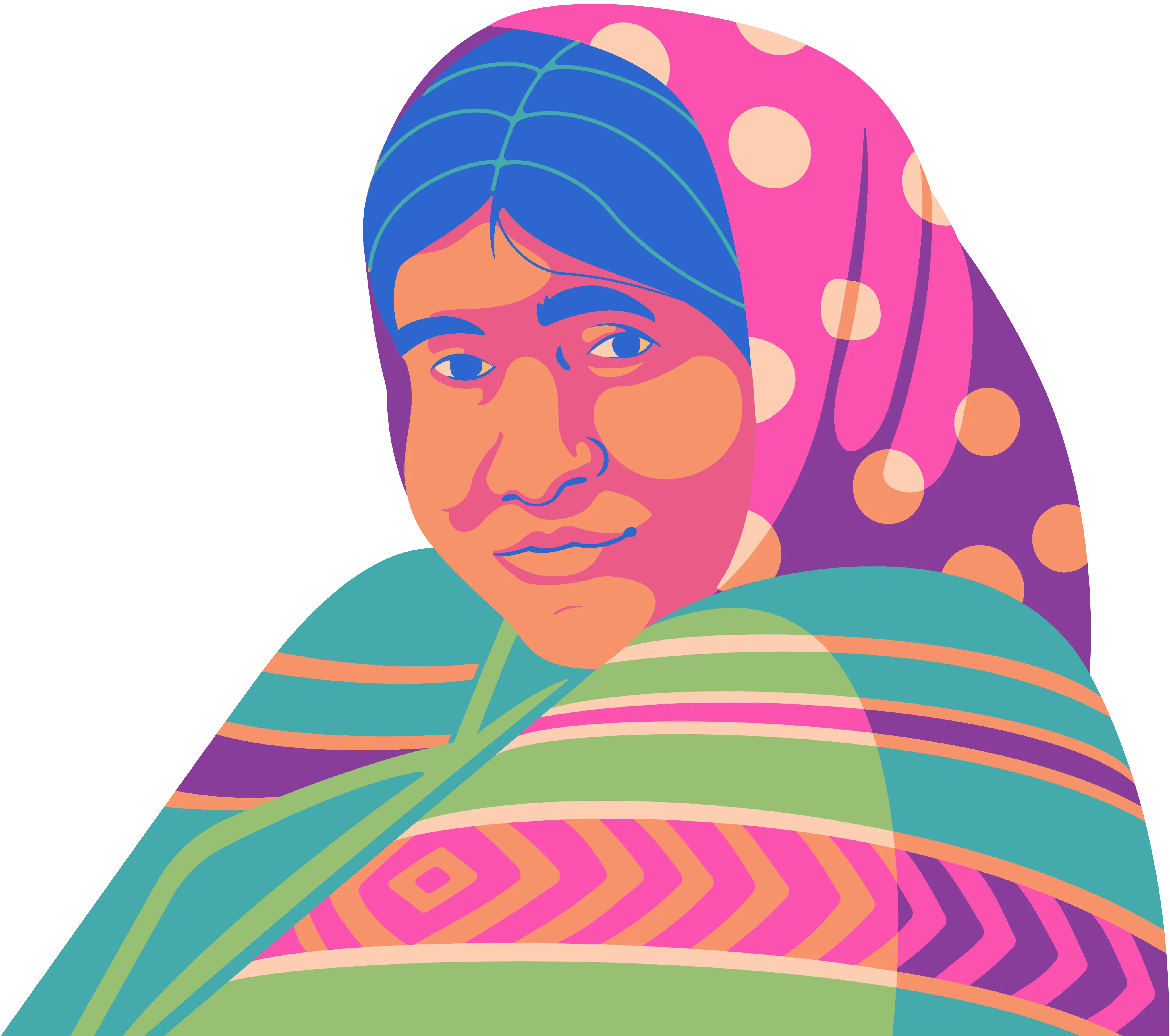 Ilustración de mujer rarámuri representando el arte popular de Chihuahua